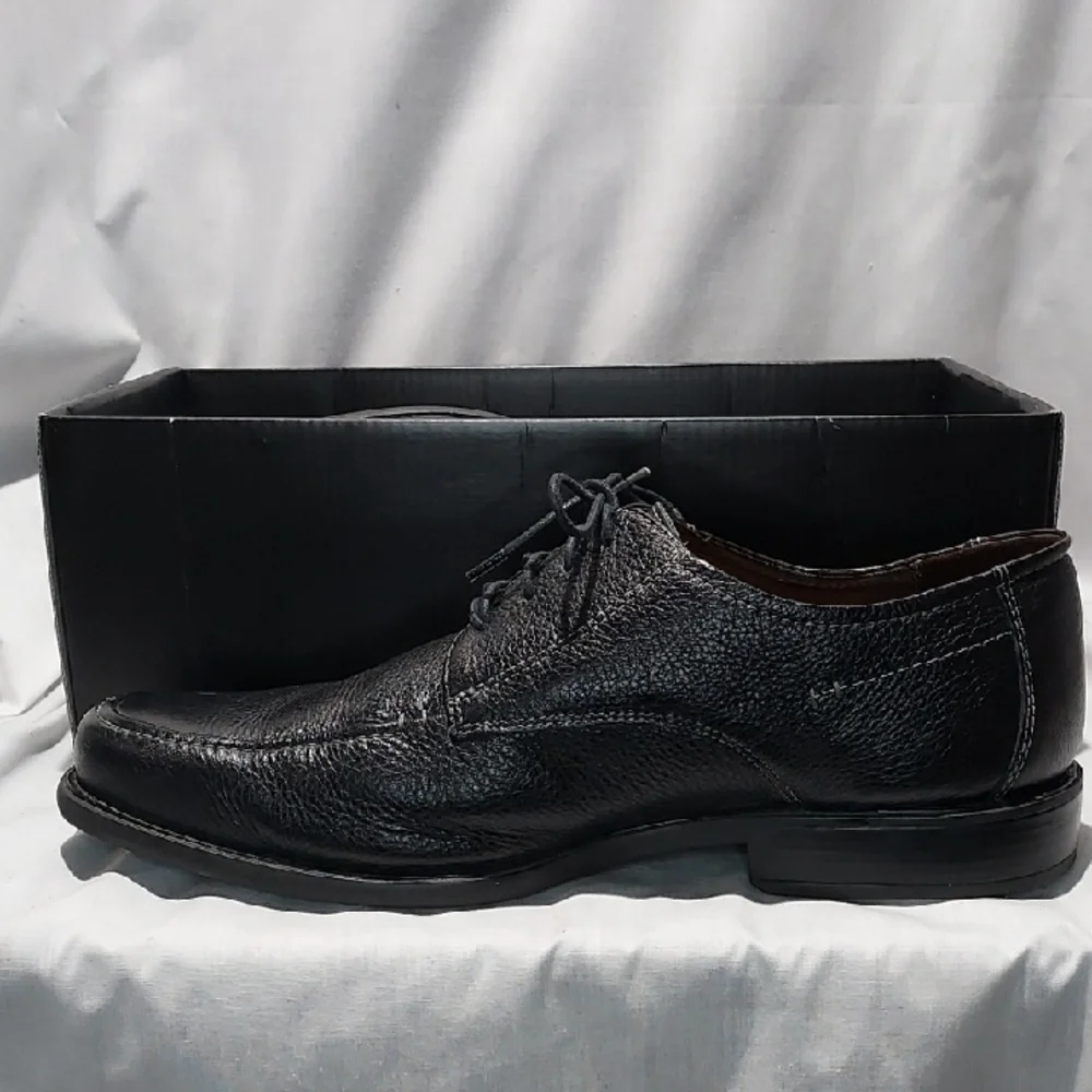 Johnston & Murphy Macomb Moc‎ Toe Lace-up Black Sheepskin Leather Mens 11.5